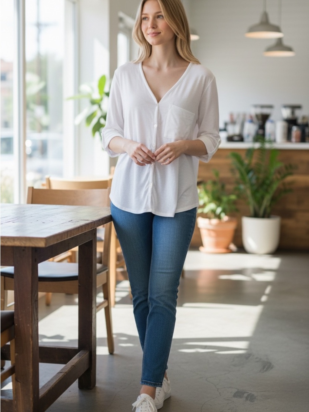 silence + noise White Button-Front V-Neck Shirt with Pocket

Mix 1 0426